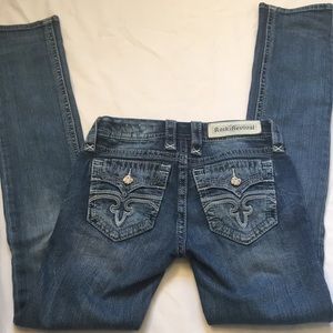 Rock revival distressed straight jeans